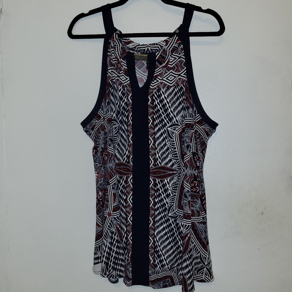 Alfani L Keyhole Neck Tunic with textured silver hardware/ jewelry neckline - Picture 2 of 3